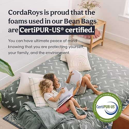 CordaRoy's Chenille Bean Bag Chair, Convertible Chair Folds from Bean Bag to Lounger, As Seen on Shark Tank, Charcoal - Full Size - Image 6