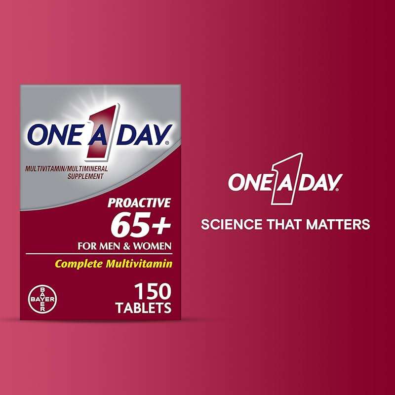 One A Day Proactive 65+, Mens & Womens Multivitamin, Supplement with Vitamin A, C, D, and Zinc to Support Bone Health & Cell Health, Calcium, Folic Acid, Tablet 150 Count - Image 7
