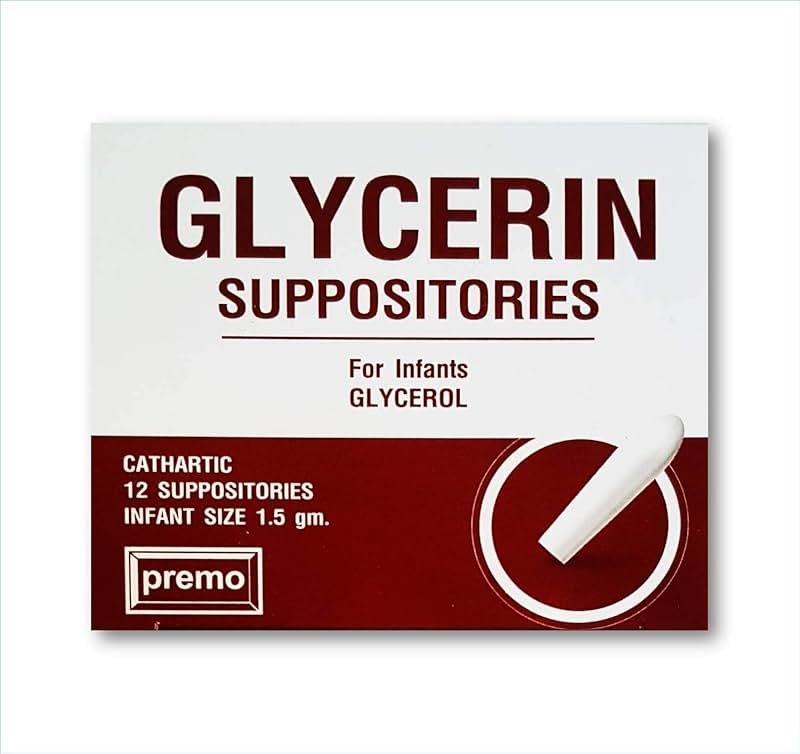 Glycerin Suppositories in Foils New Look by Premo (Infant Size 1.5 Gm. X 12 Suppositories) Convenient for Infant Occasional Laxative Apply in a Newborn, Firm Stools Less Than Once a Day - Product Image