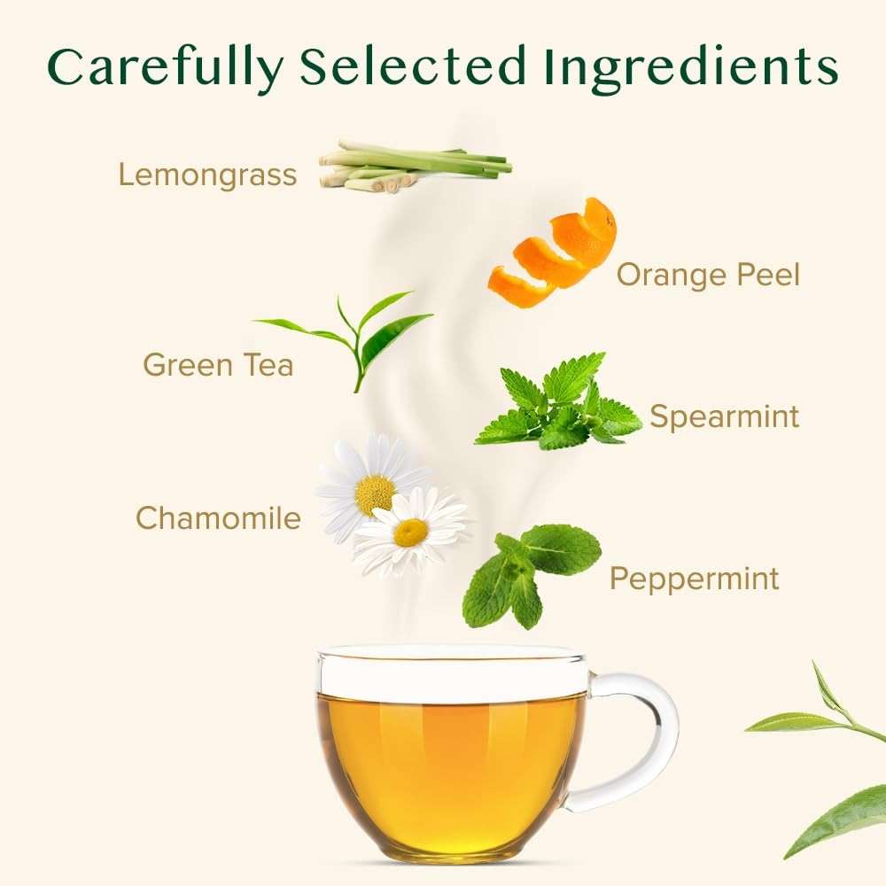 VAHDAM, Chamomile Mint Citrus Green Tea Bags (30 Count) Low Caffeine, Non GMO, Gluten Free | Sweet & Floral | Resealable Ziplock Pouch | Individually Wrapped Chamomile Tea Bags - Image 2