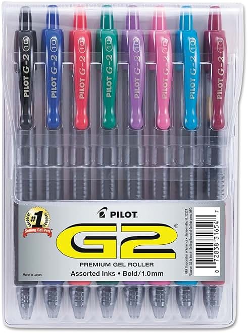Pilot G2 Premium Retractable Gel-Ink Rolling Ball Pens, Bold Point (1.0mm), 1.0 Gel Pens, Assorted, 8-Pack - Ideal for School, Journaling, & Office Writing - Product Image