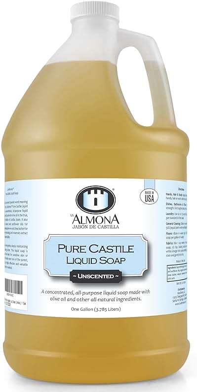 La Almona - Pure Castile Liquid Soap, UNSCENTED, 1 Gallon - Multipurpose: Hands, Face, Body, Laundry, Dishes & More - For Sensitive Skin, All-Natural Ingredients, Fragrance Free - Image 1