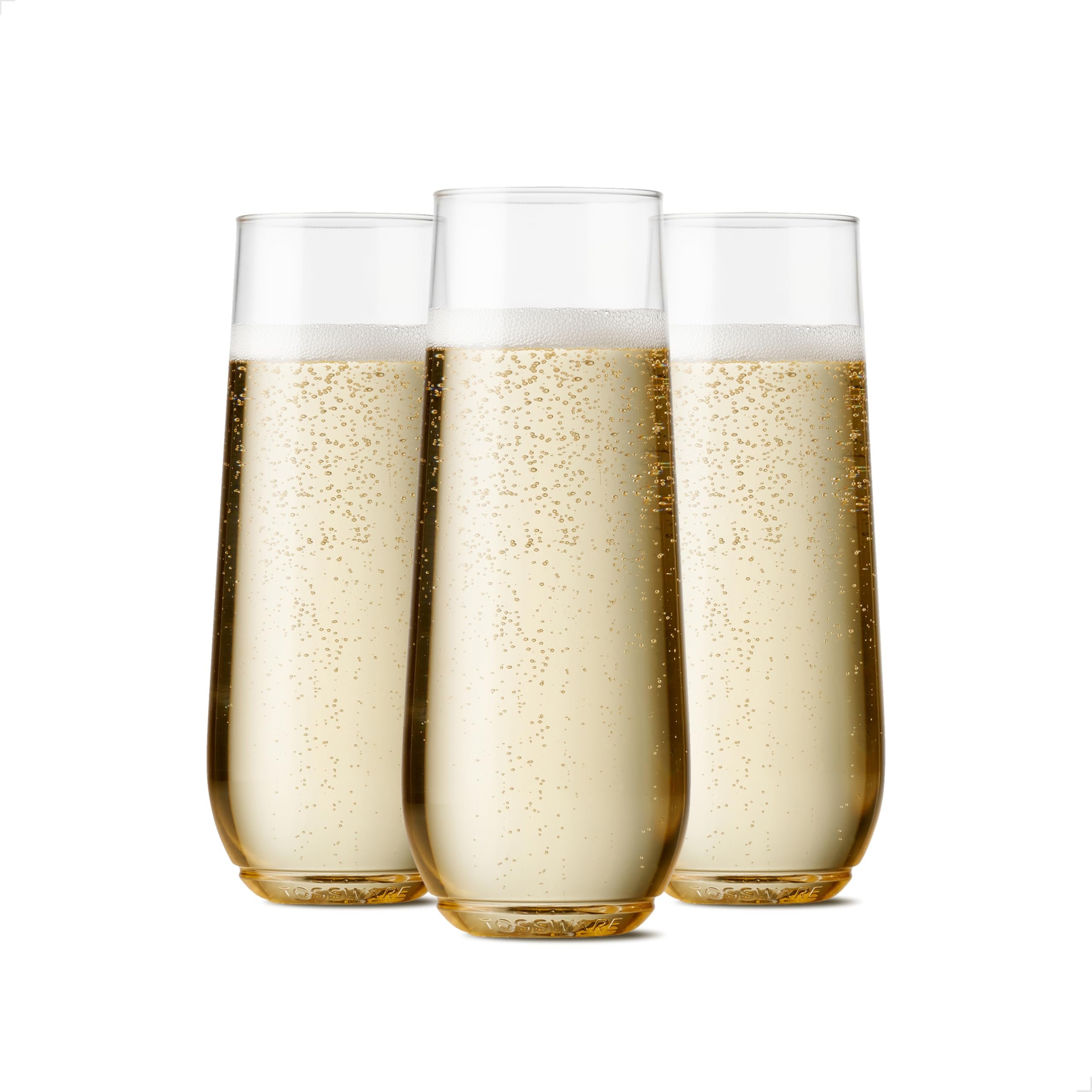 TOSSWARE POP 9oz Flute, Premium Quality, Recyclable, Unbreakable & Crystal Clear Plastic Champagne Glasses,Flute , 12 Count (Pack of 1) - Product Image