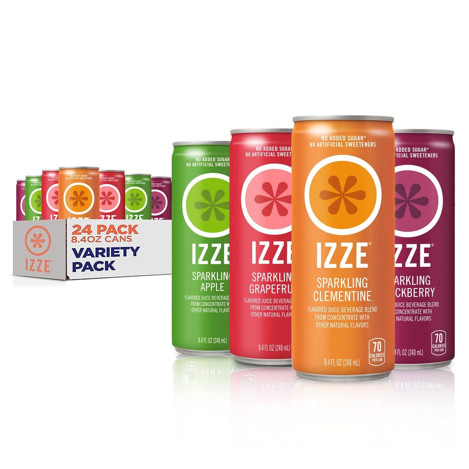 Izze Sparkling Juice, 4 Flavor Variety Pack, 8.4 Fl Oz (24 Count) - Product Image