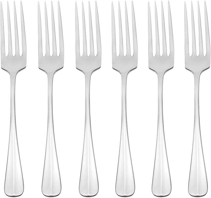 Oneida Silverware Set, Savor Dinner Fork Set, Service For 6, 18/0 Stainless Steel, Mirror Finish, Dishwasher Safe, Knives Spoons And Forks Sets, Home And Kitchen Utensils, Forks (Silver, 6 Piece) - Image 1