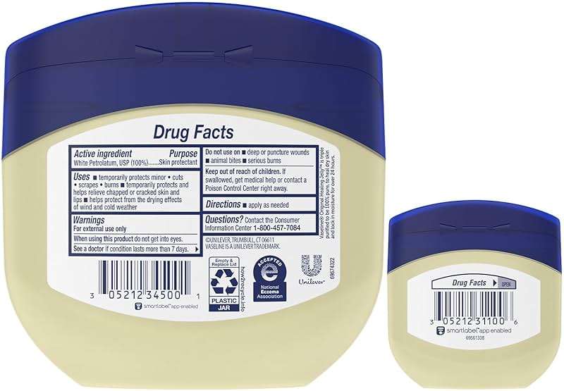 Vaseline Petroleum Jelly 2-Size Variety 4-Pack – Hypoallergenic Skin Protectant, Unscented Healing Ointment for Beauty & Personal Care - Image 2