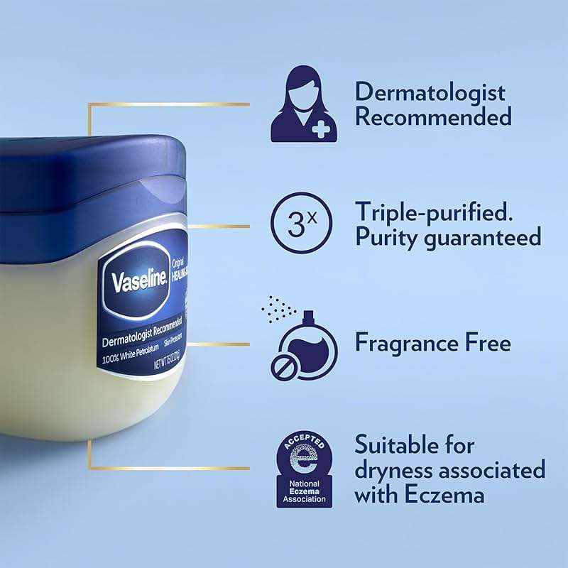 Vaseline Petroleum Jelly 2-Size Variety 4-Pack – Hypoallergenic Skin Protectant, Unscented Healing Ointment for Beauty & Personal Care - Image 3