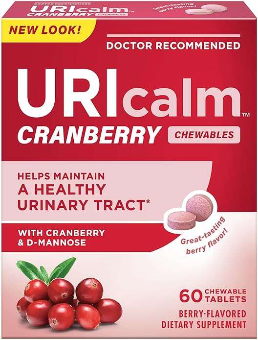 Uricalm Cranberry, Daily Dietary Supplement Chewable with D-Mannose, Berry, 60 Count - Image 1