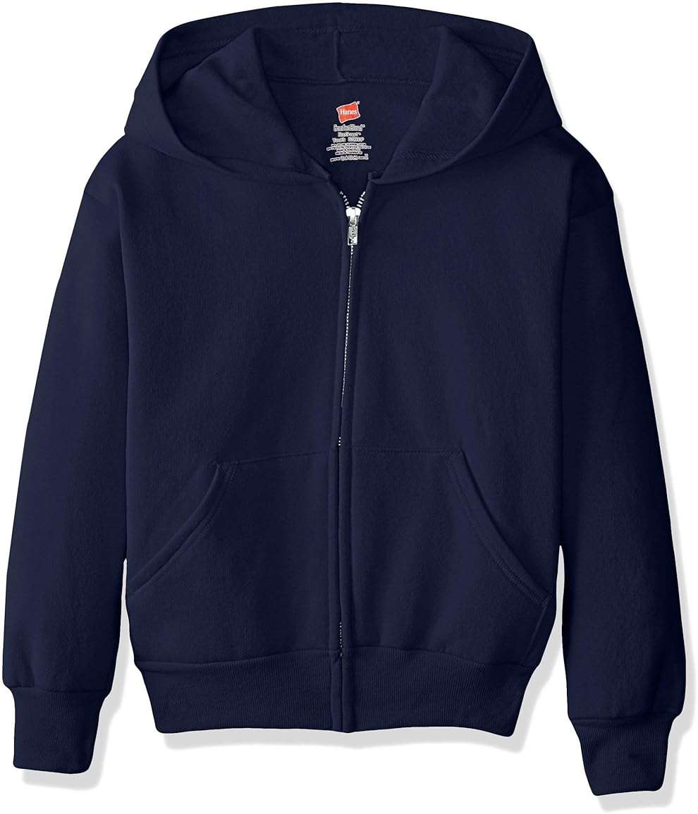 Hanes Big Boys' Eco Smart Fleece Zip Hood, Navy, X-Large - Image 1