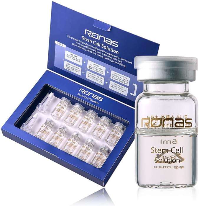 Ronas Stem Cell Solution ampoules Anti Aging Formula Best Anti Aging Serum Plant Stem Cells Hyaluronic Acid Restore Replenish Skin Smooth Wrinkles All Skin type 0.16oz 10vial - Image 1