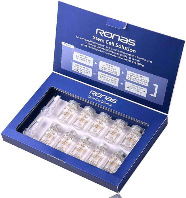 Ronas Stem Cell Solution ampoules Anti Aging Formula Best Anti Aging Serum Plant Stem Cells Hyaluronic Acid Restore Replenish Skin Smooth Wrinkles All Skin type 0.16oz 10vial - Image 2