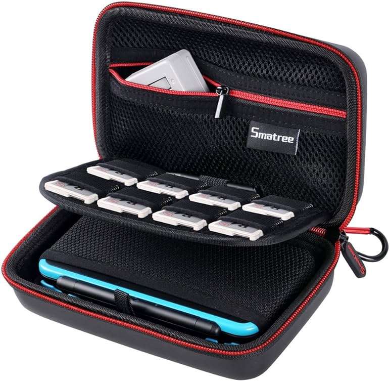 Smatree Carrying Case for Nintendo 3DS XL/2DS XL, Hard Protective Shell Travel Case for Nintendo New 3DS - Super NES Edition - Black/Red - Image 1