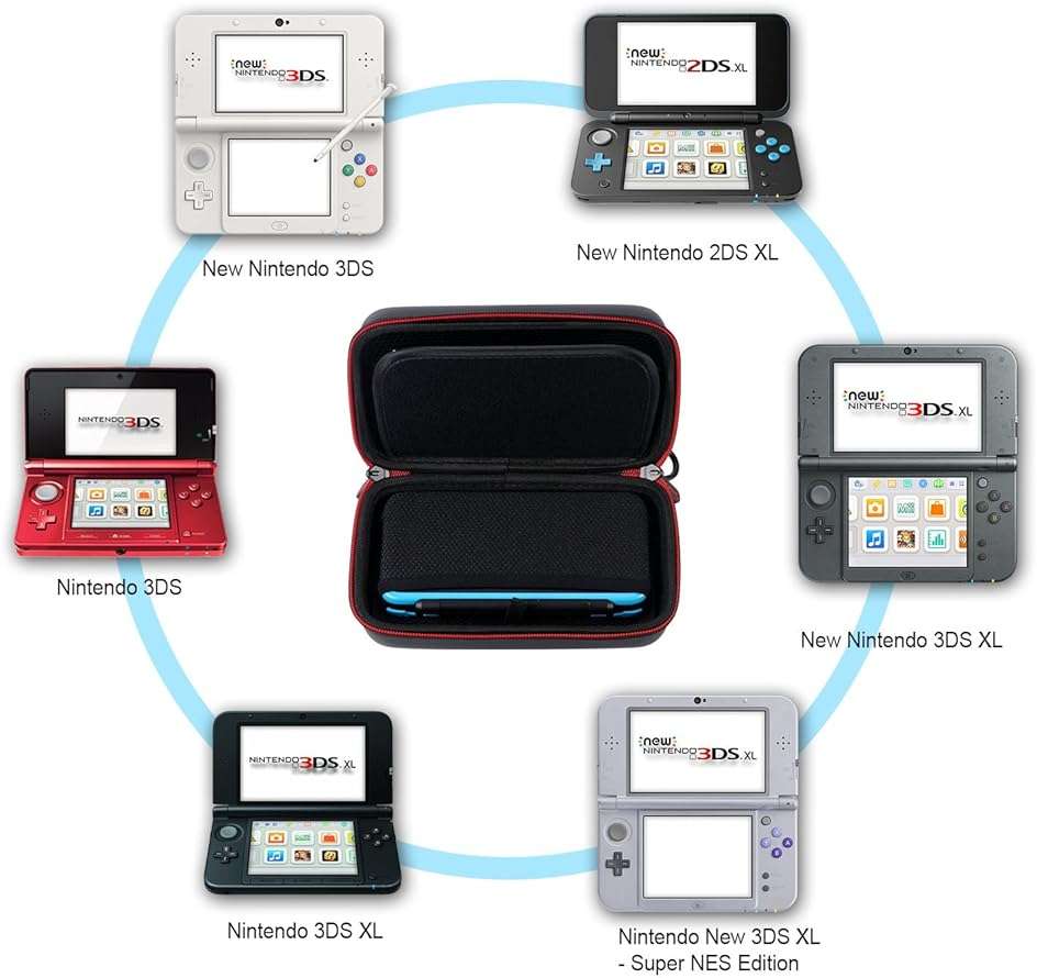 Smatree Carrying Case for Nintendo 3DS XL/2DS XL, Hard Protective Shell Travel Case for Nintendo New 3DS - Super NES Edition - Black/Red - Image 2