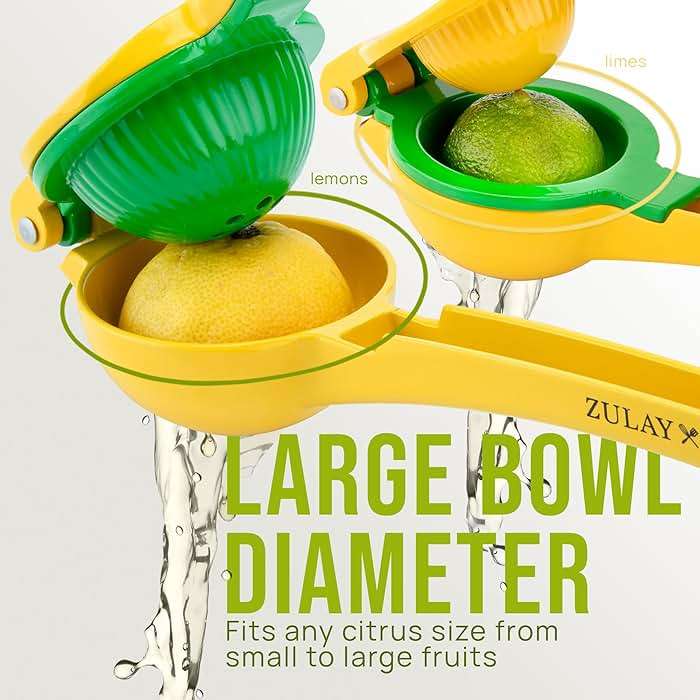 Zulay Kitchen Metal 2-in-1 Lemon Squeezer - Sturdy Max Extraction Hand Juicer Lemon Squeezer Gets Every Last Drop - Easy to Clean Manual Citrus Juicer - Easy-Use Lemon Juicer Squeezer - Yellow/Green - Image 3