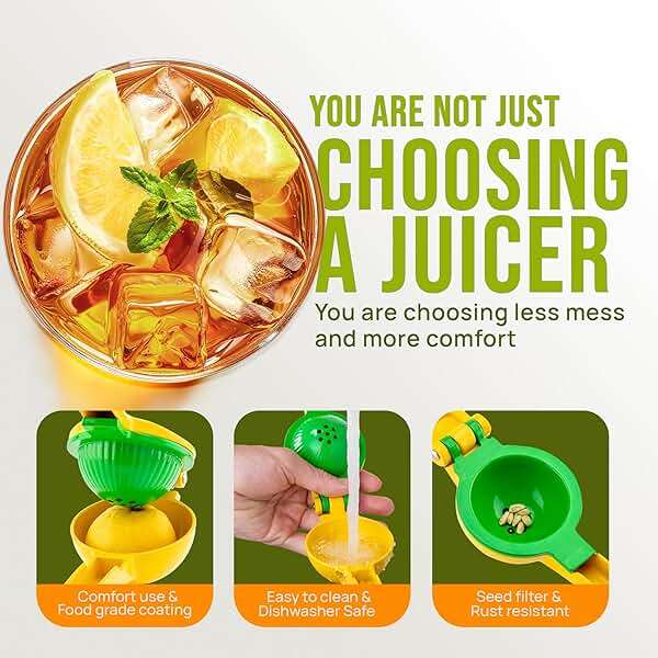 Zulay Kitchen Metal 2-in-1 Lemon Squeezer - Sturdy Max Extraction Hand Juicer Lemon Squeezer Gets Every Last Drop - Easy to Clean Manual Citrus Juicer - Easy-Use Lemon Juicer Squeezer - Yellow/Green - Image 5