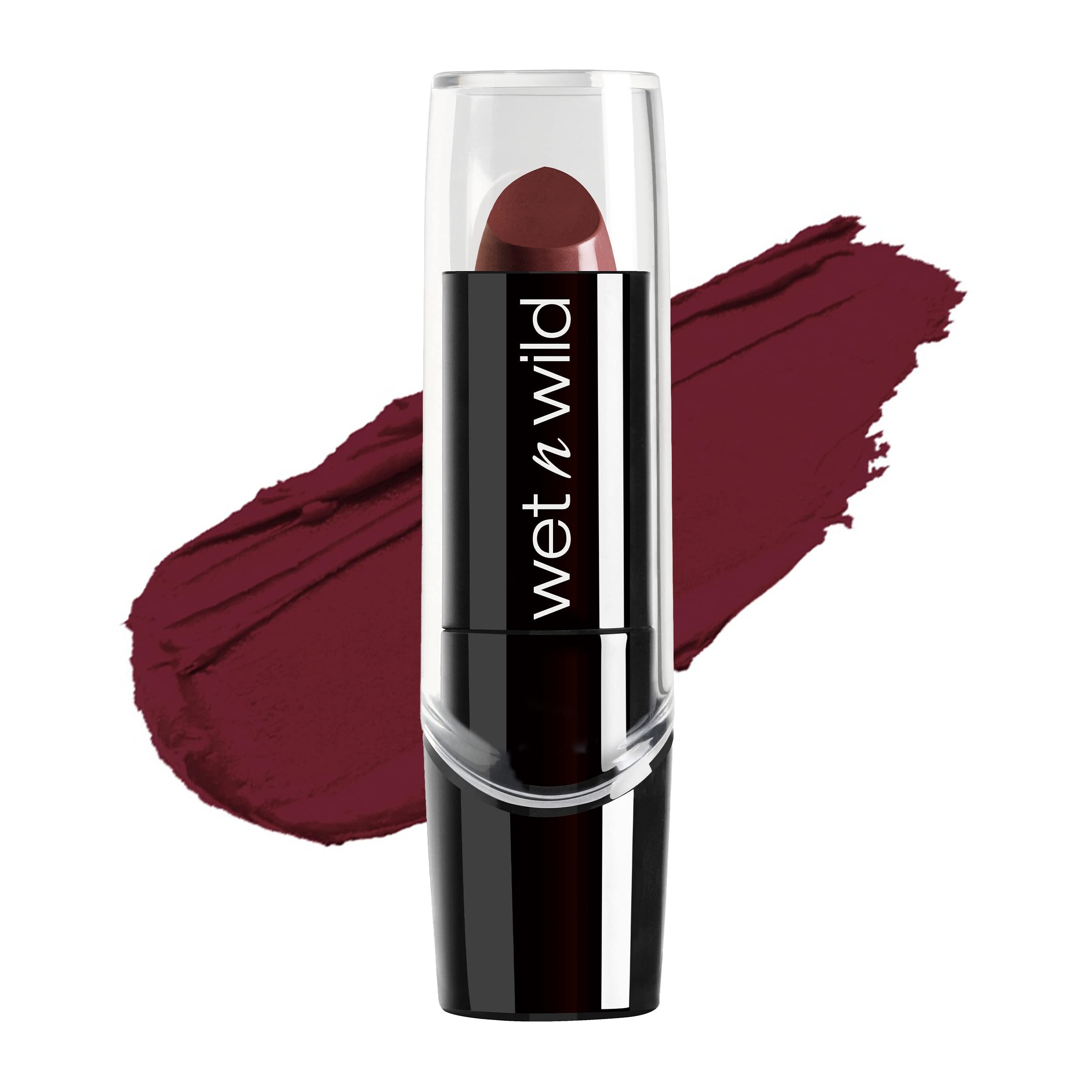 wet n wild Silk Finish Lipstick, Hydrating Rich Buildable Lip Color, Formulated with Vitamins A,E, & Macadamia for Ultimate Hydration, Cruelty-Free & Vegan - Dark Wine - Product Image