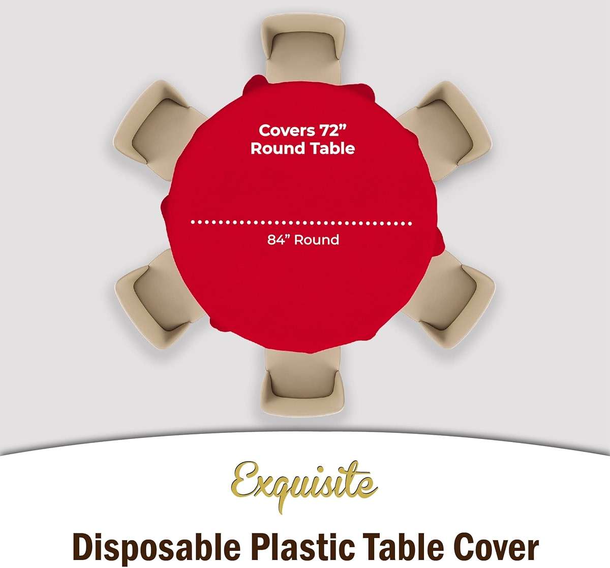 Exquisite 12 Pack Red Round Plastic Tablecloth Disposable 84 Inch, Waterproof Heavy Duty Opaque Table Cover for Party, Wedding, Picnic, Birthday, Banquet, Graduation, Fits 6 Ft Round Tables, Red - Image 4