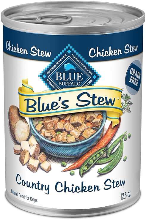 Blue Buffalo Blue’s Stew Country Chicken Stew Natural Grain Free Wet Dog Food with Real Chicken, Peas, Carrots, & Potatoes in Thick Savory Gravy, Natural Ingredients, 12.5-oz Cans (12 Count) - Image 1