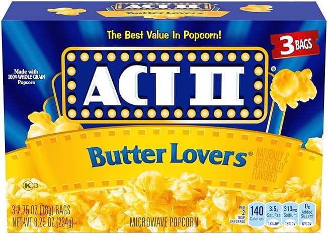 Act II Butter Lovers Microwave Popcorn, 2.75 oz., 3-Count Bags - Product Image