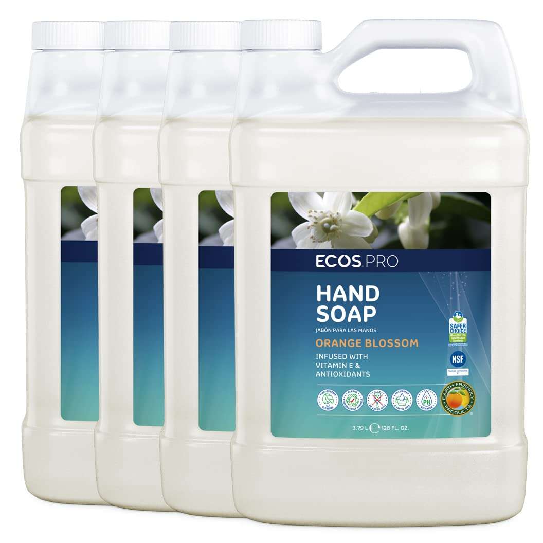 ECOS PRO Hand Soap Refill | Hypoallergenic | Readily Biodegradable Formula | With Vitamin E & Antioxidants | Made In The USA | Orange Blossom 1 GALLON/ 128 Fl Oz (Pack of 4) - Image 1