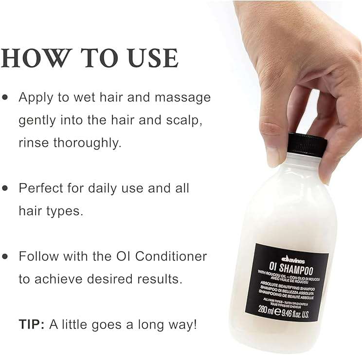 Davines OI Shampoo, Milky-Smooth Hydrating Cleanser for All Hair Types - Antioxidant-Rich Formula with Roucou Oil for Extraordinary Shine, Softness, Volume & Protection, Sulfate-Free - Image 4