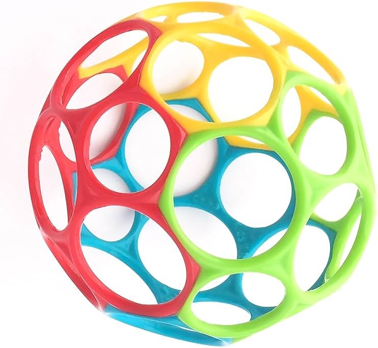 Bright Starts Oball Easy Grasp Classic Ball BPA-Free Infant Toy in Red, Yellow, Green, Blue, Age Newborn and up, 4 Inches - Product Image
