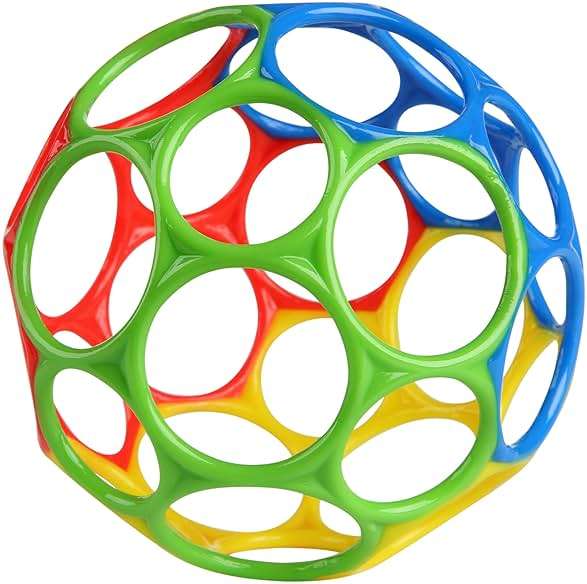 Bright Starts Oball Easy Grasp Classic Ball BPA-Free Infant Toy in Red, Yellow, Green, Blue, Age Newborn and up, 4 Inches - Image 4