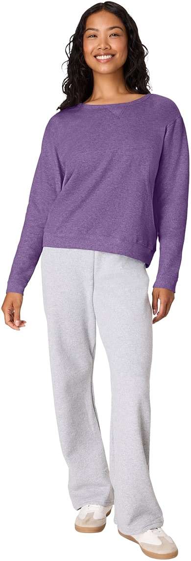 Hanes womens Crewneck Sweatshirt, Ecosmart Fleece Pullover With V-notch, Sweatshirt for Women - Image 5