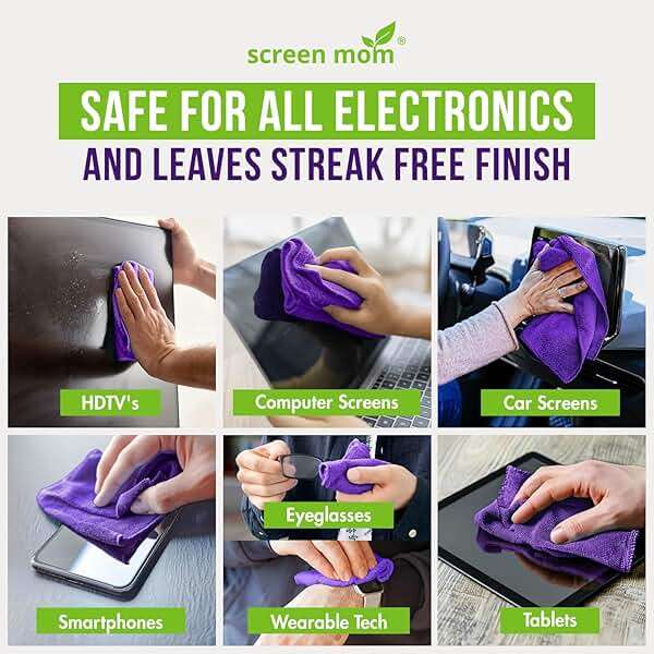 Screen Mom Screen Cleaner Spray and Microfiber Cloth 16oz Screen Cleaner Spray and Wipe for TV, Laptop, Computer, Phone, iPad, Car Screen Cleaning Kit Electronic Cleaner Spray - Image 3