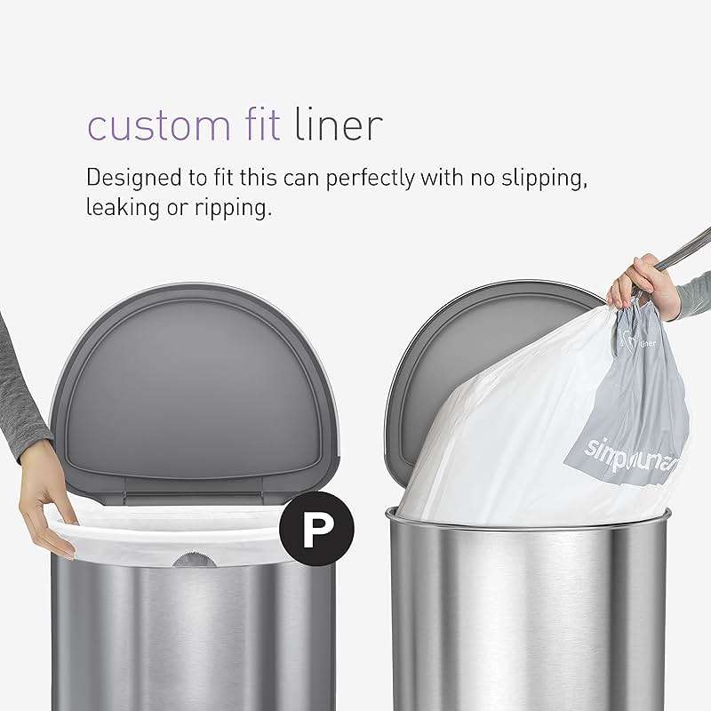 simplehuman Code P 60 Count Custom Fit Liners, Drawstring Kitchen Trash Bags, One-by-One Mess-Free Dispense, Extra Thick & Double Seamed, 50% PCR Plastic, 50-60 Liter / 13-16 Gallon, White - Image 4