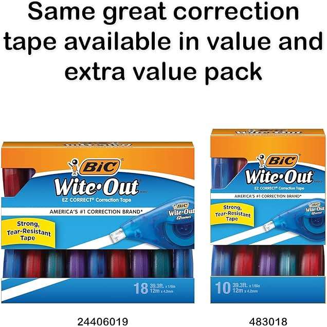 BIC Wite-Out EZ Correct Correction Tape, White, No Dry Time, Tear Resistant Tape, 2-Count - Image 3