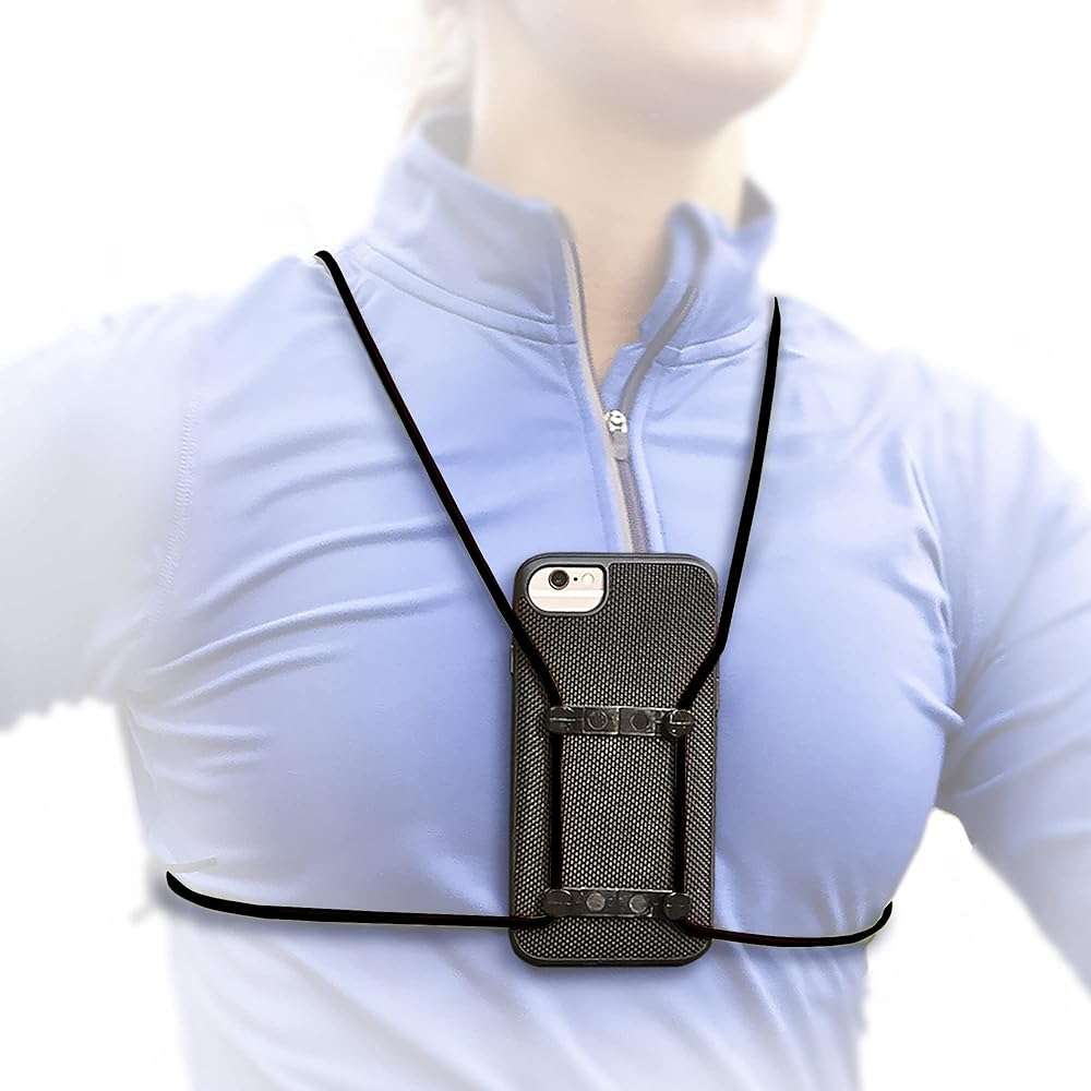 Rooster Wrap Black - Retractable Cell Phone Holder - Mobile Phone Chest Mount - Universal Cell Phone Accessory - Smart Phone Harness - Body Lanyard - Image 1