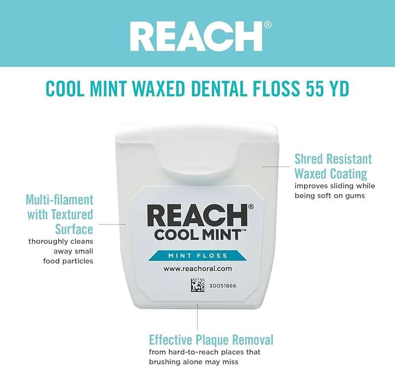 Reach Cool Mint Waxed Dental Floss, 55 Yard - Image 8