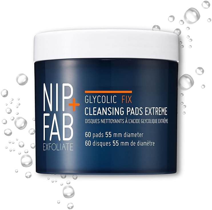 Nip + Fab Glycolic Fix Night Pads Extreme (60 Count) – 5% Glycolic Acid Exfoliating Face Pads with Salicylic Acid – Resurfacing AHA BHA Chemical Peel for Blemishes & Texture - Product Image