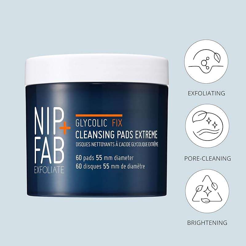 Nip + Fab Glycolic Fix Night Pads Extreme (60 Count) – 5% Glycolic Acid Exfoliating Face Pads with Salicylic Acid – Resurfacing AHA BHA Chemical Peel for Blemishes & Texture - Image 4