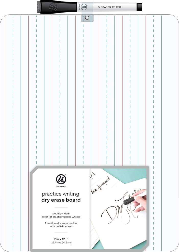 U Brands Dry Erase Lap Board, Double Sided, 9" x 12" Inches, Dry Erase Marker Included, Small White Board, 1 Count - Image 2
