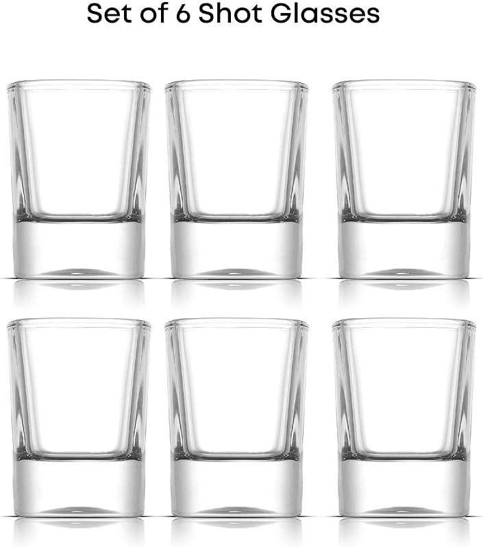 JoyJolt 6-Pack Heavy Base Shot Glass Set, 2-Ounce Shot Glasses - Image 4