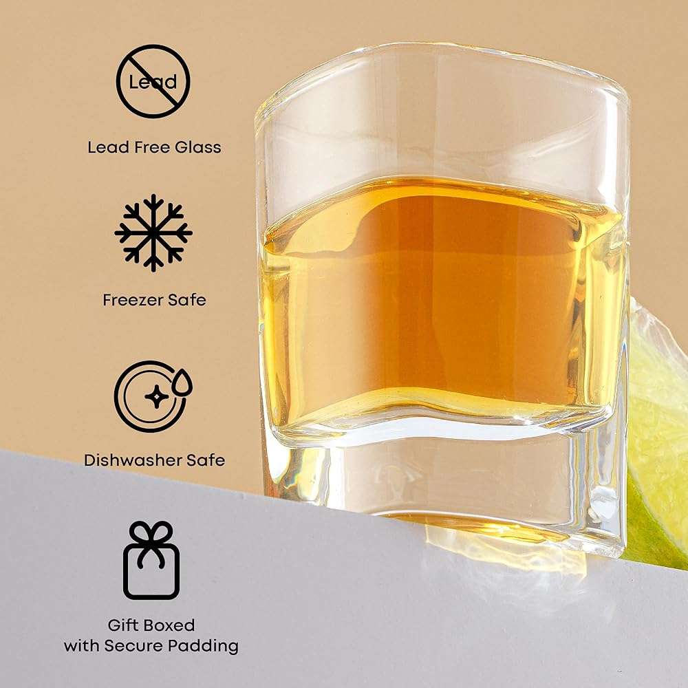 JoyJolt 6-Pack Heavy Base Shot Glass Set, 2-Ounce Shot Glasses - Image 5