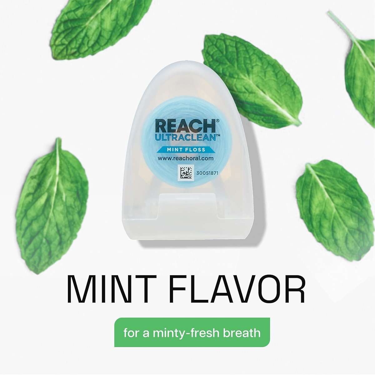 REACH Ultraclean Dental Floss, Mint, Plaque Remover for Teeth, Shred Resistant, Waxed, Easy on Gums & Teeth, Mint, Oral Care, PFAS Free, for Adults & Kids, 1 Pack, 30 yd - Image 7