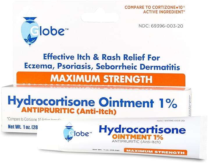 Globe Hydrocortisone Maximum Strength Transparent Ointment 1%,1 oz | Anti-Itch Topical Ointment for Redness, Swelling, Itching, Rash, Dermatitis, Bug/Mosquito Bites, Eczema, Hemorrhoids & More - Image 1