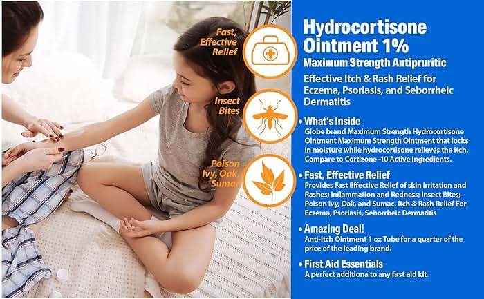 Globe Hydrocortisone Maximum Strength Transparent Ointment 1%,1 oz | Anti-Itch Topical Ointment for Redness, Swelling, Itching, Rash, Dermatitis, Bug/Mosquito Bites, Eczema, Hemorrhoids & More - Image 4
