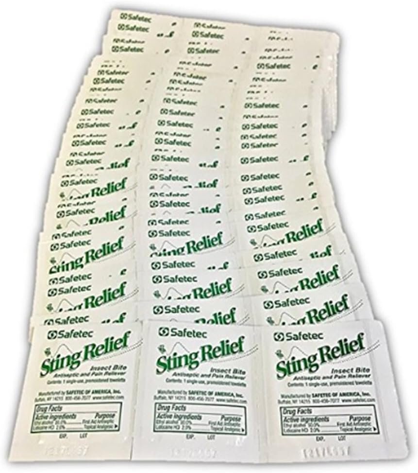 Safetec Sting Relief Wipe (10ct. Box) 9 Boxes (90 Count) - Product Image