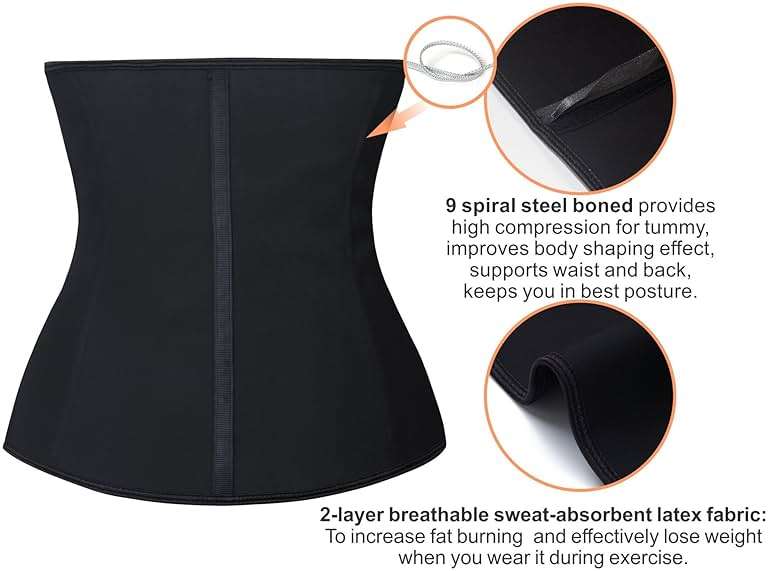 YIANNA Latex Waist Trainer for Women Tummy Control Zipper Underbust Corset Cincher Hourglass Body Shaper - Image 4