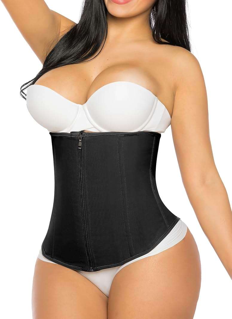 YIANNA Latex Waist Trainer for Women Tummy Control Zipper Underbust Corset Cincher Hourglass Body Shaper - Image 7