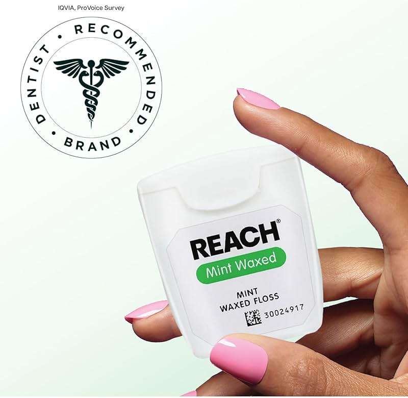 REACH Waxed Dental Floss, Mint, Plaque Remover for Teeth, Shred Resistant, Floss Slides Smoothly, Easy to Use, Waxed, Deep Cleaning Teeth, Oral Care, PFAS Free, for Adults & Kids, 6 Pack, 55 yd - Image 7