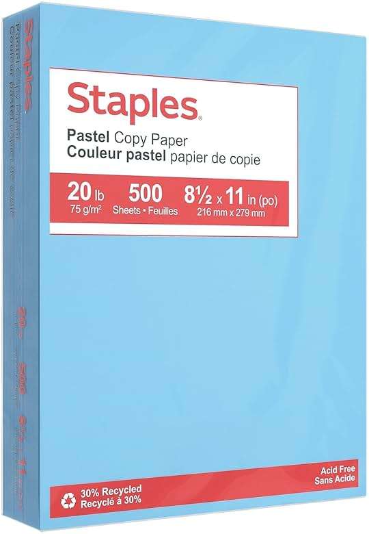 Staples 30% Recycled, 8.5 x 11 Inch, 20 lbs, 500-Sheets Pack, Blue, For Office, School & Home - Image 1