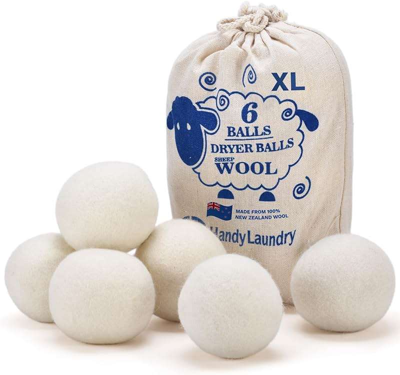Handy Laundry Wool Dryer Balls - Natural Fabric Softener, Reusable, Reduces Clothing Wrinkles and Saves Drying Time, Better Alternative to Plastic Balls and Liquid Softener (Pack of 6) - Image 1