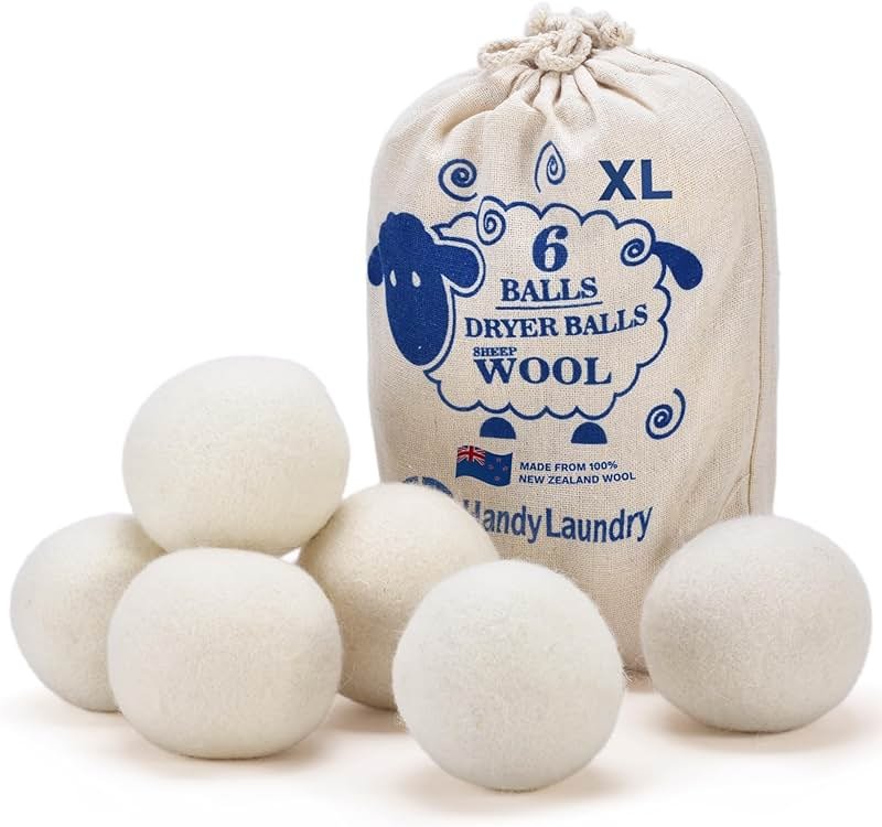 Handy Laundry Wool Dryer Balls - Natural Fabric Softener, Reusable, Reduces Clothing Wrinkles and Saves Drying Time, Better Alternative to Plastic Balls and Liquid Softener (Pack of 6) - Product Image