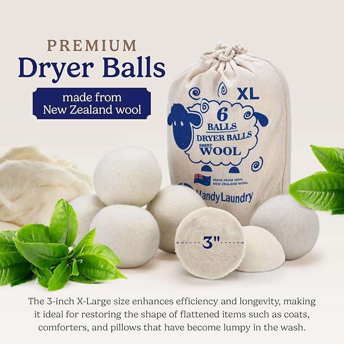 Handy Laundry Wool Dryer Balls - Natural Fabric Softener, Reusable, Reduces Clothing Wrinkles and Saves Drying Time, Better Alternative to Plastic Balls and Liquid Softener (Pack of 6) - Image 2