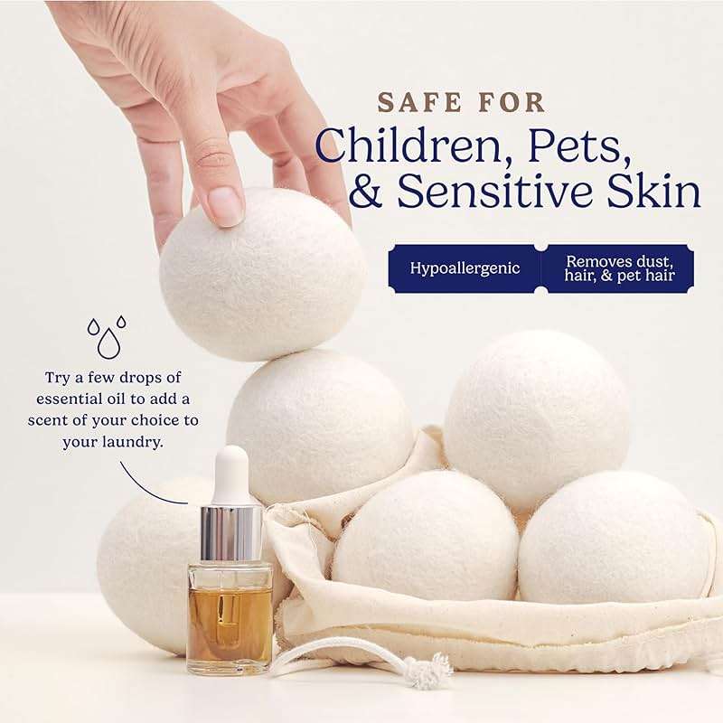 Handy Laundry Wool Dryer Balls - Natural Fabric Softener, Reusable, Reduces Clothing Wrinkles and Saves Drying Time, Better Alternative to Plastic Balls and Liquid Softener (Pack of 6) - Image 7